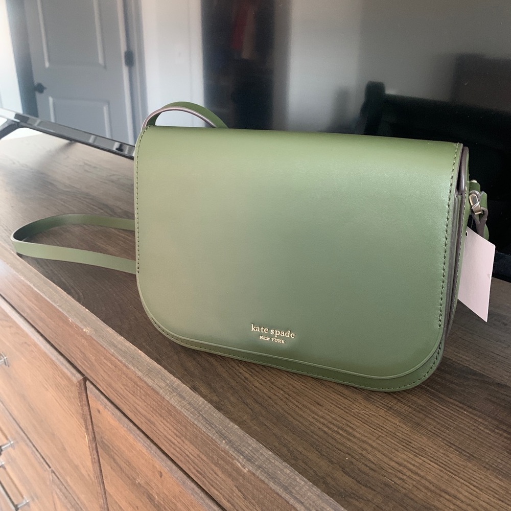 Kate Spade olive green leather crossbody bag